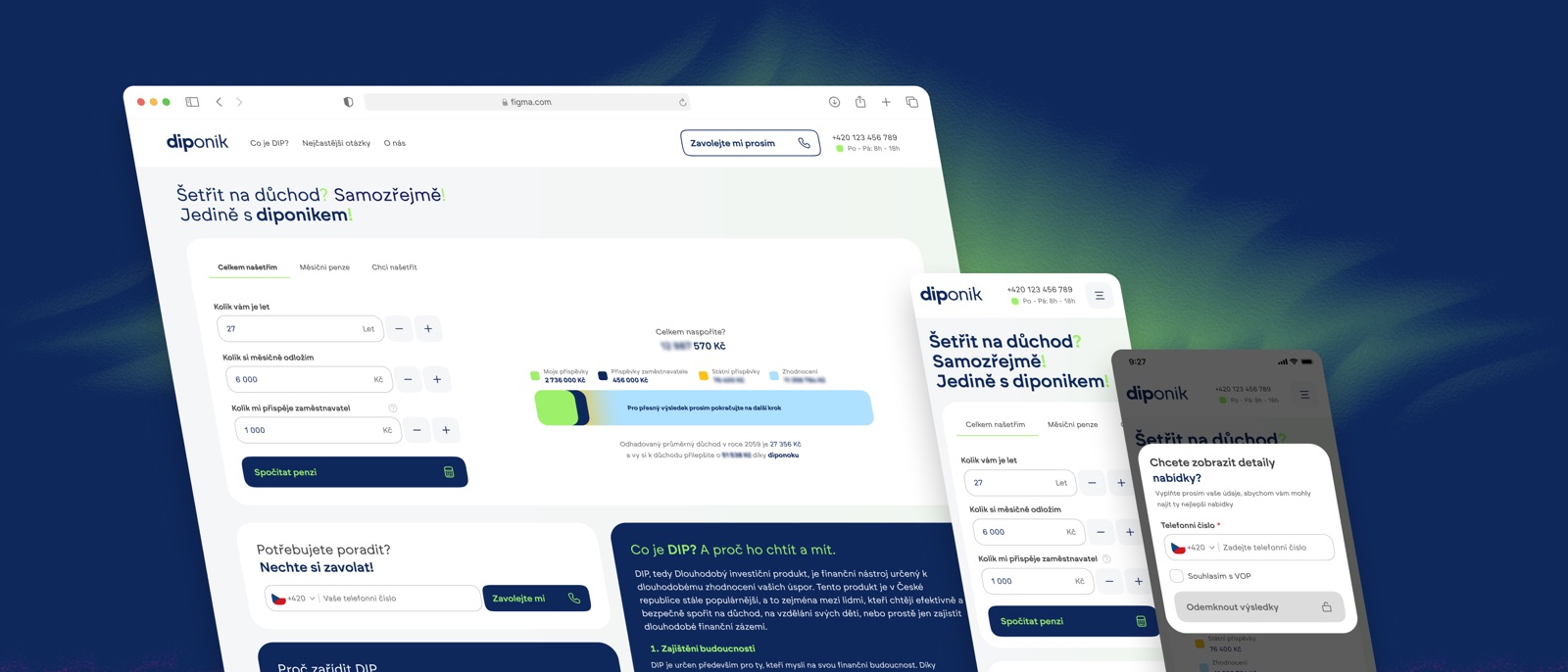 Diponik, online srovnávač a generování poptávek, návrh rozhraní a vizuální identita
