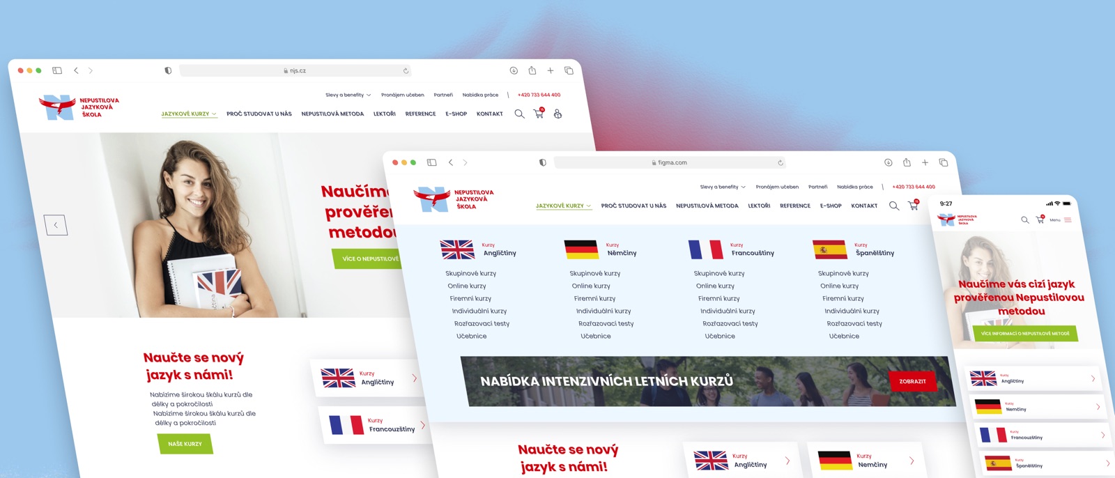 Nepustilova jazyková škola, návrh webu jazykové školy